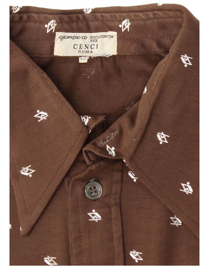 VINTAGE Chemise pull à manches courtes pour femmes IT 52 2XL Marron Géométrique