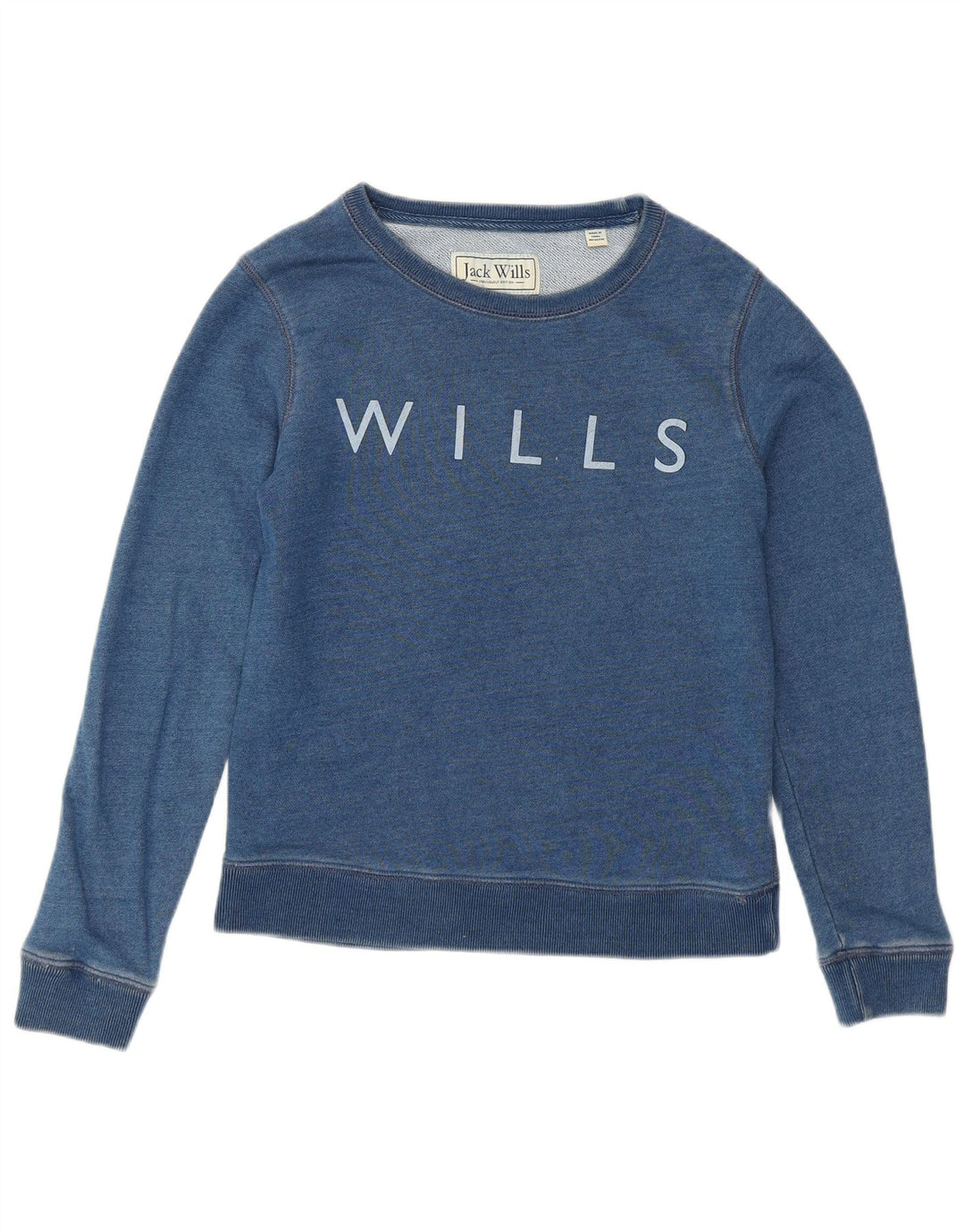 JACK WILLS Sweat-shirt graphique pour femme UK 6 XS Bleu Coton