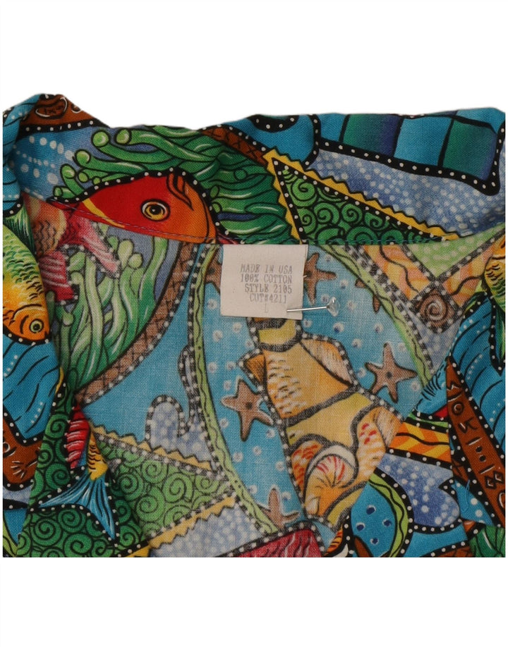 vintage Mens Graphic Short Sleeve Shirt Grand Coton Multicolore