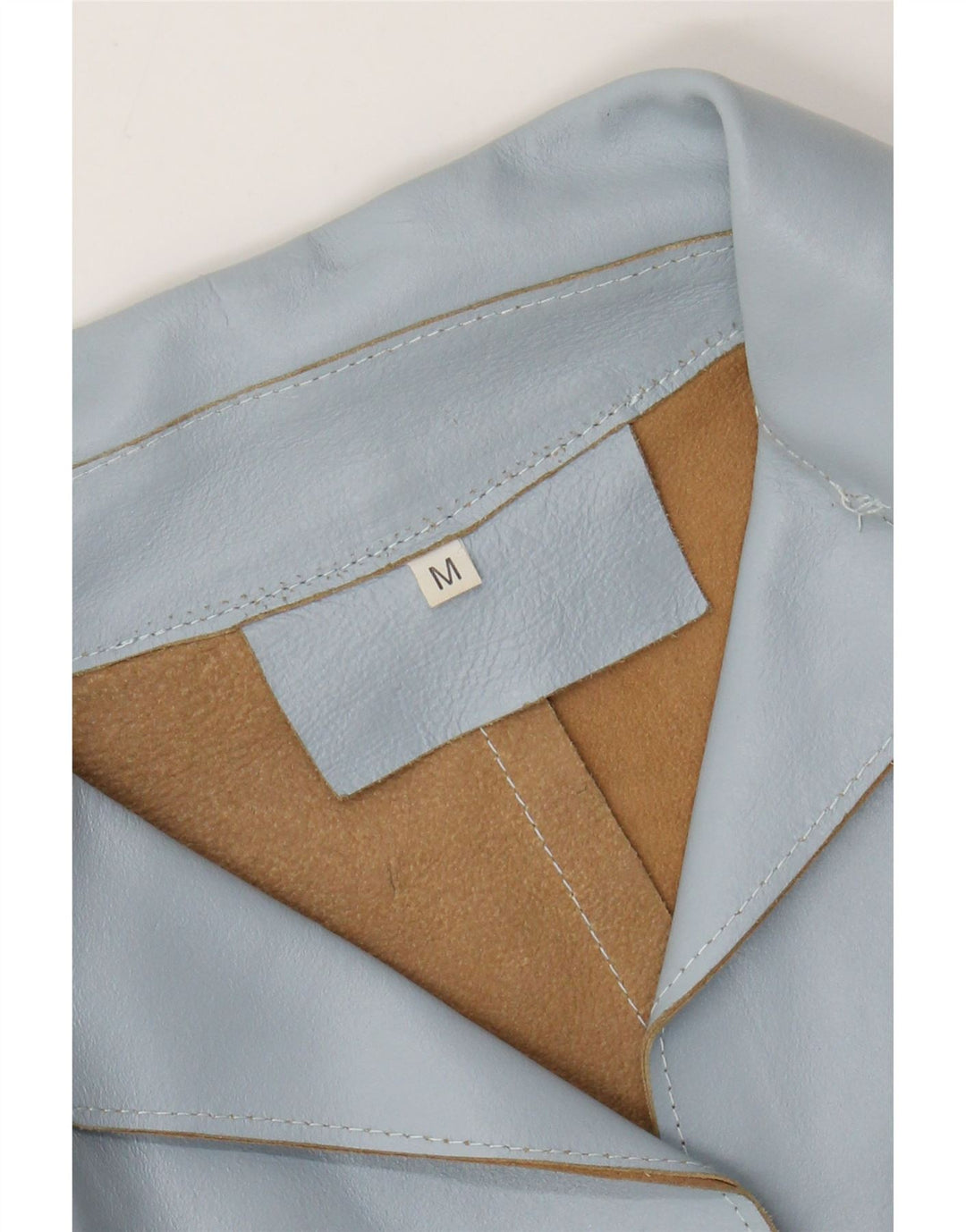 VINTAGE Femme 2 Boutons Veste Blazer En Cuir UK 12 Bleu Moyen