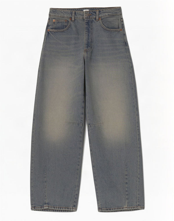 Zara Femme Ballon Taille Haute Jeans EU 36 XS W26 L29 Bleu Coton