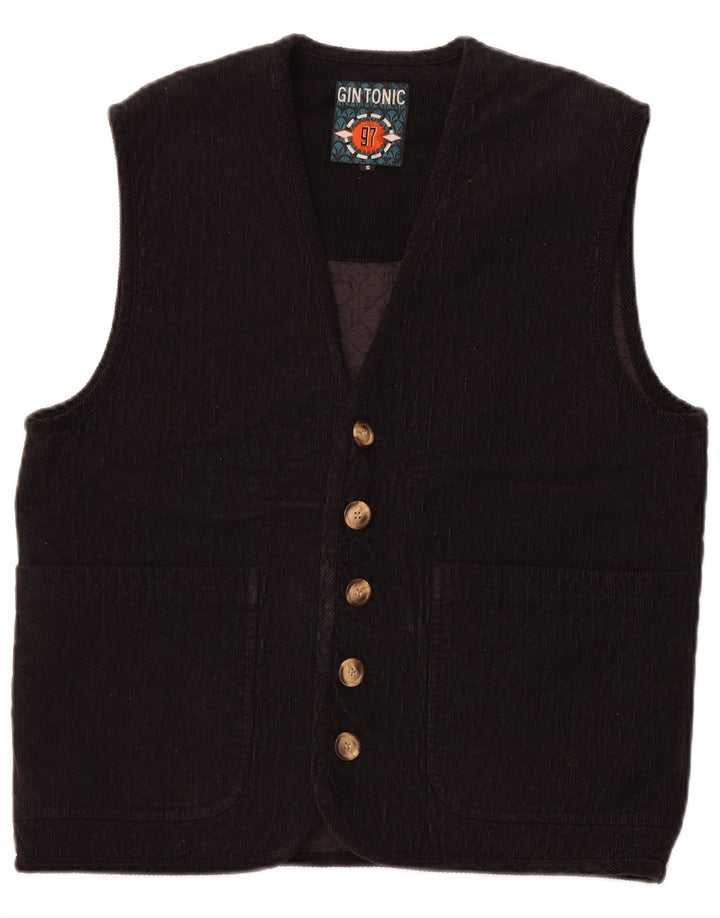 GIN TONIC Gilet matelassé en velours côtelé pour homme UK 36 Petit coton noir
