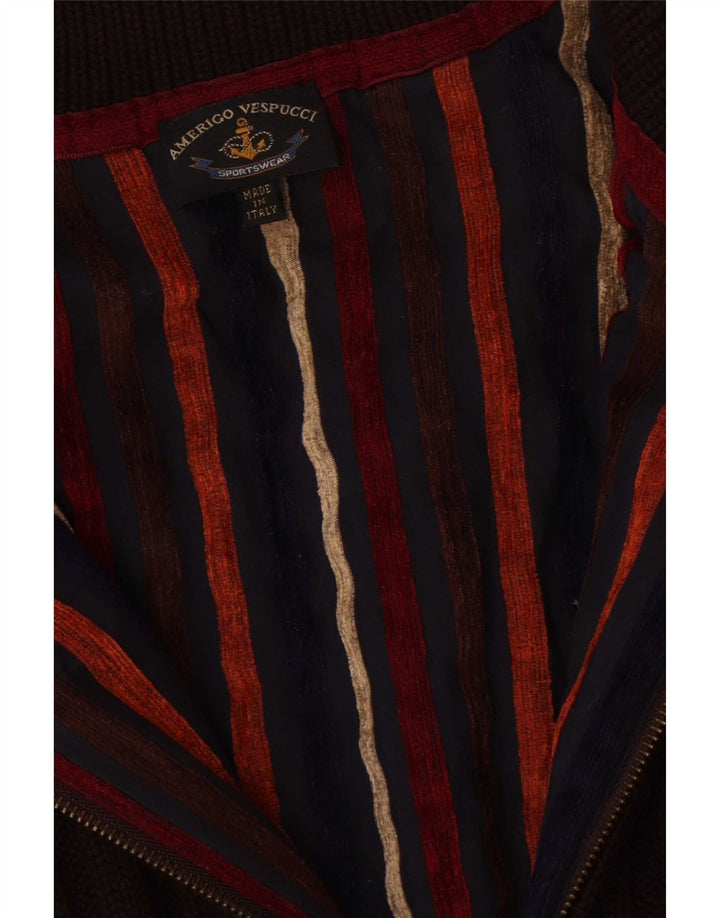 Amerigo Vespucci Cardigan entièrement zippé pour homme Marron Taille L