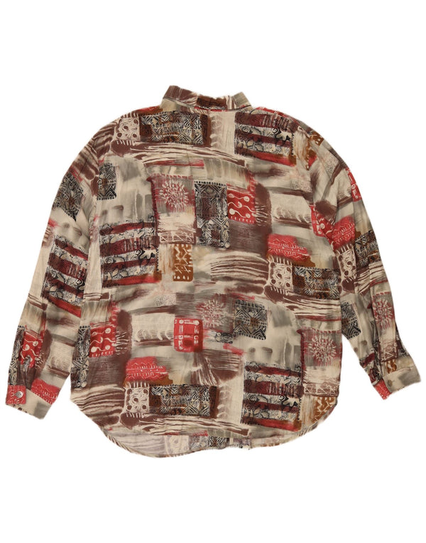 vintage Femme Chemise Oversize Blouse IT 48 XL Patchwork Multicolore