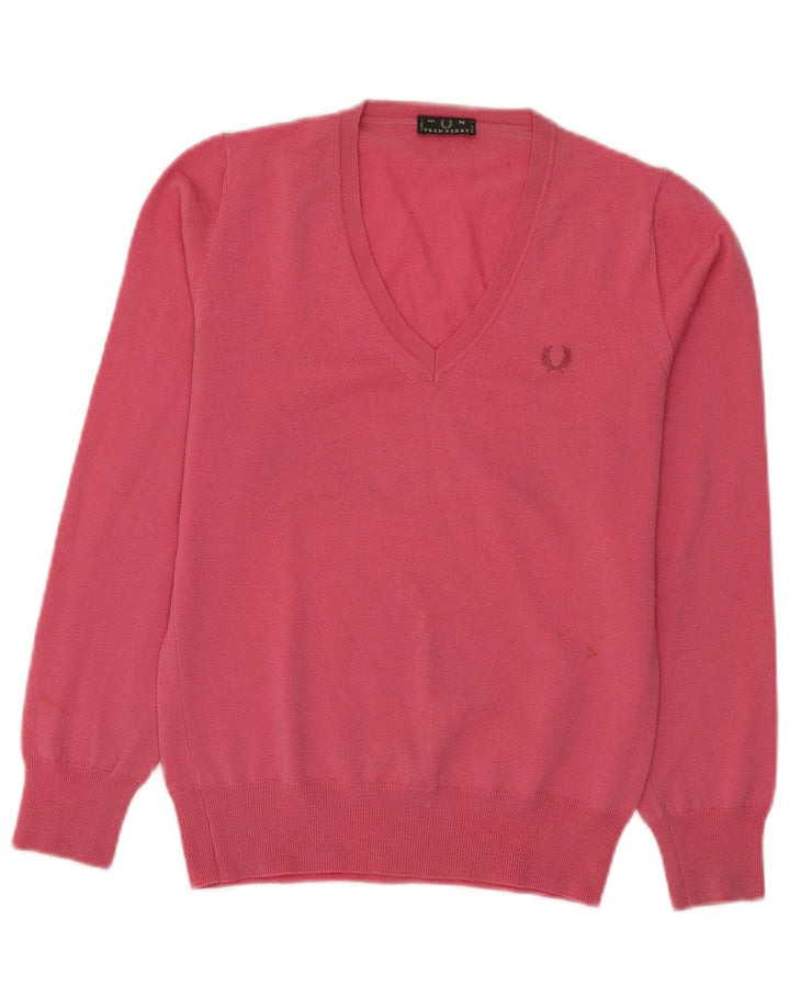Fred Perry Pull col en V pour femme UK 12 Rose moyen
