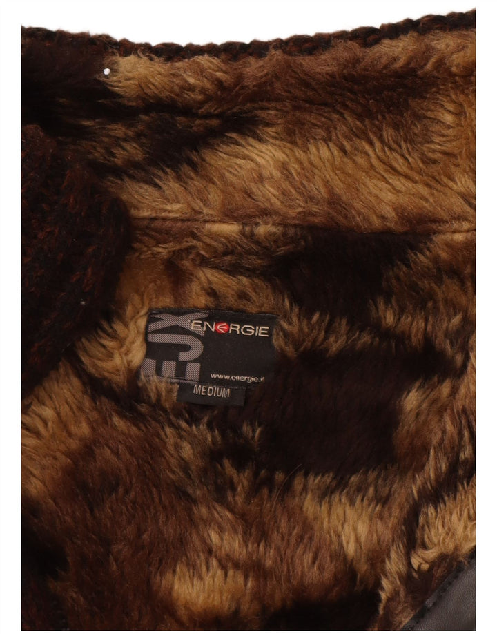 Energie Cardigan Sherpa Homme Marron Moyen Rayé Acrylique