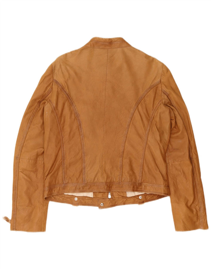 veste en cuir biker femme vintage EU 40 Beige moyen