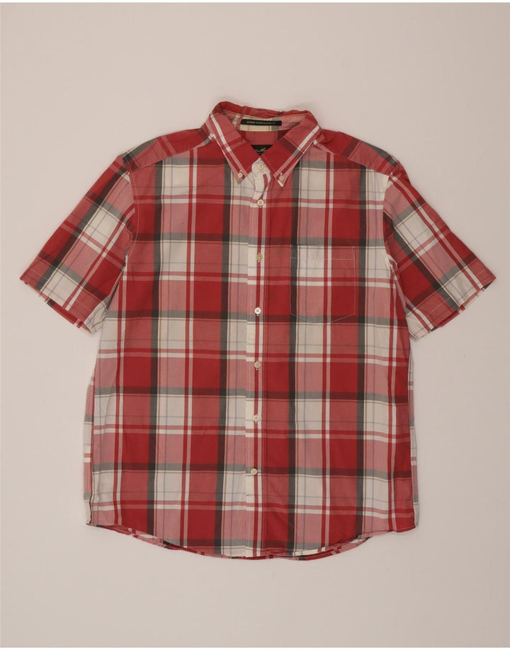 EDDIE BAUER Chemise à manches courtes pour homme en coton à carreaux rouges