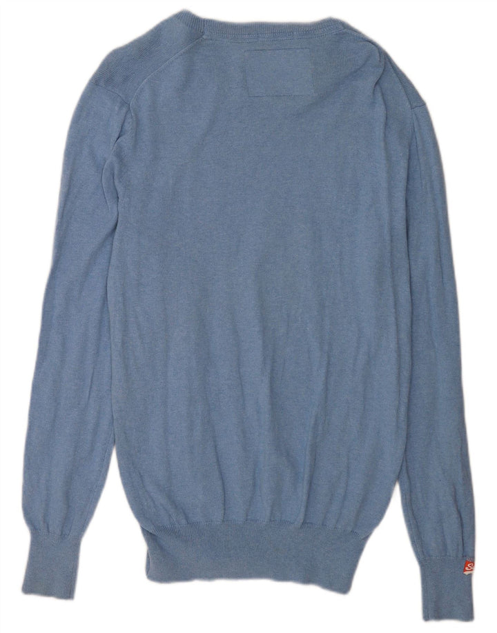 Superdry Pull à col bateau pour homme en coton bleu moyen