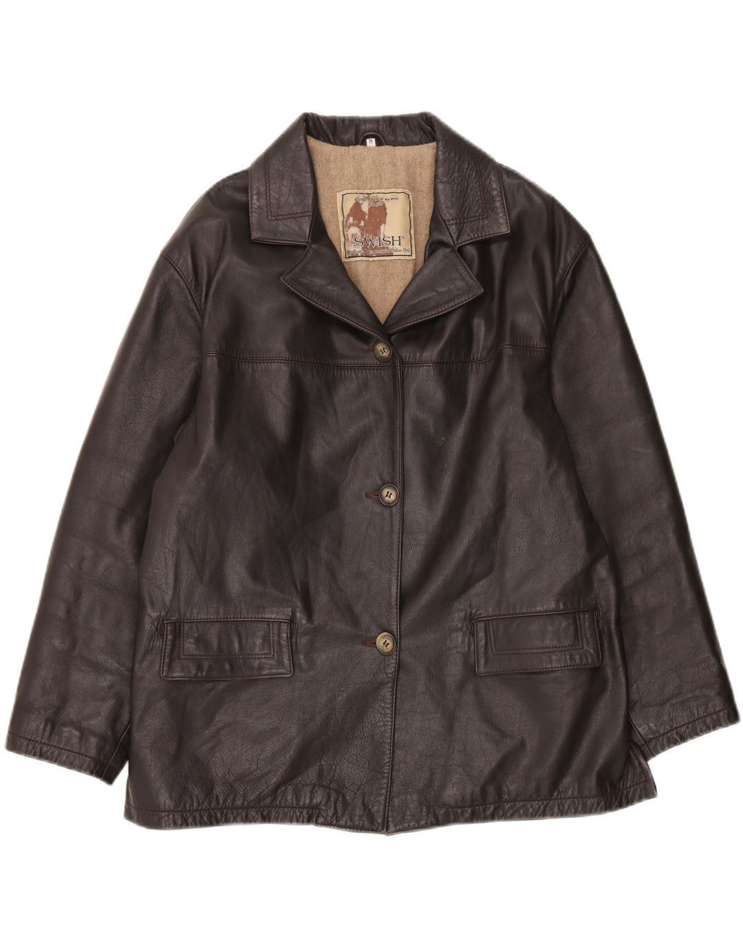 Swish Veste en cuir surdimensionnée pour femme UK 14 Cuir marron moyen