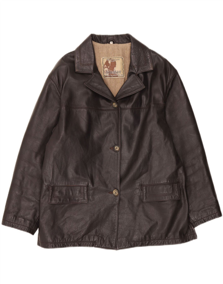 Swish Veste en cuir surdimensionnée pour femme UK 14 Cuir marron moyen