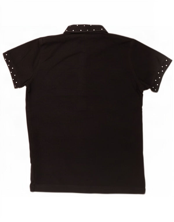 Sun68 Polo Femme UK 14 Large Noir Coton
