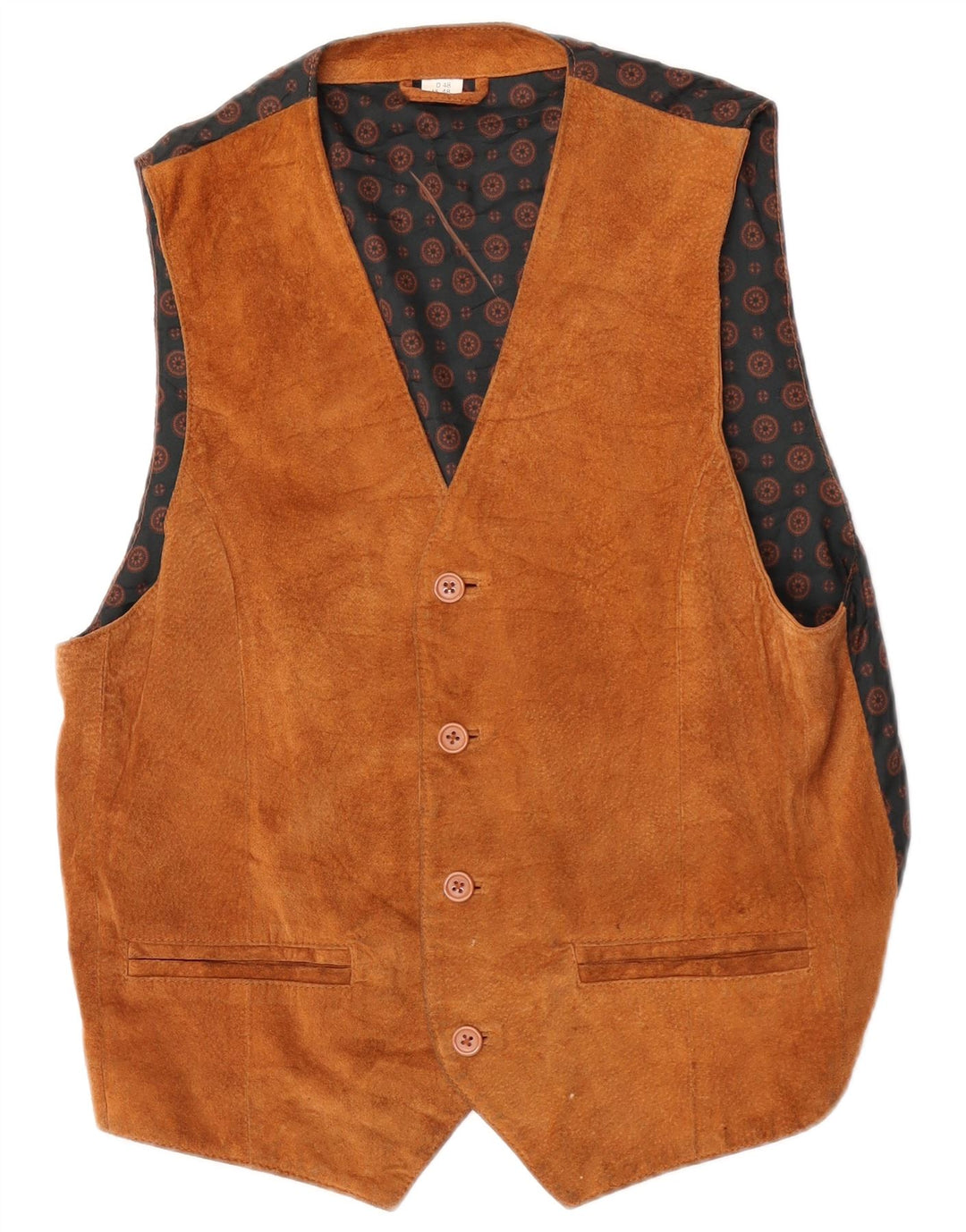gilet en daim homme vintage UK 38 cuir brun moyen