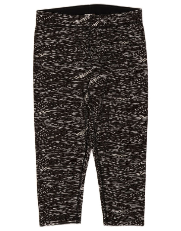 Puma Legging Capri Femme UK 44 Polyester Rayé Noir Moyen