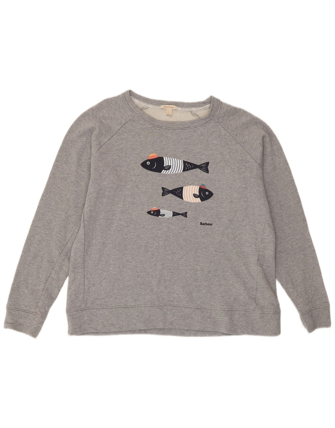 Barbour Womens Graphic Sweatshirt Jumper UK 16 Grand Coton Gris