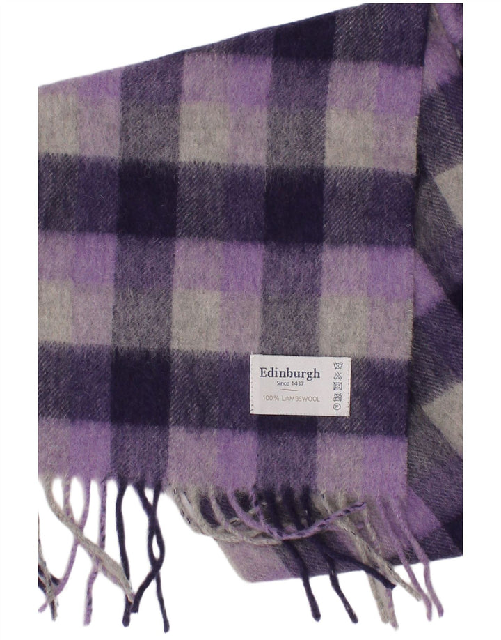 Edinburgh Écharpe rectangulaire pour femme Taille unique Violet à carreaux en laine d'agneau classique
