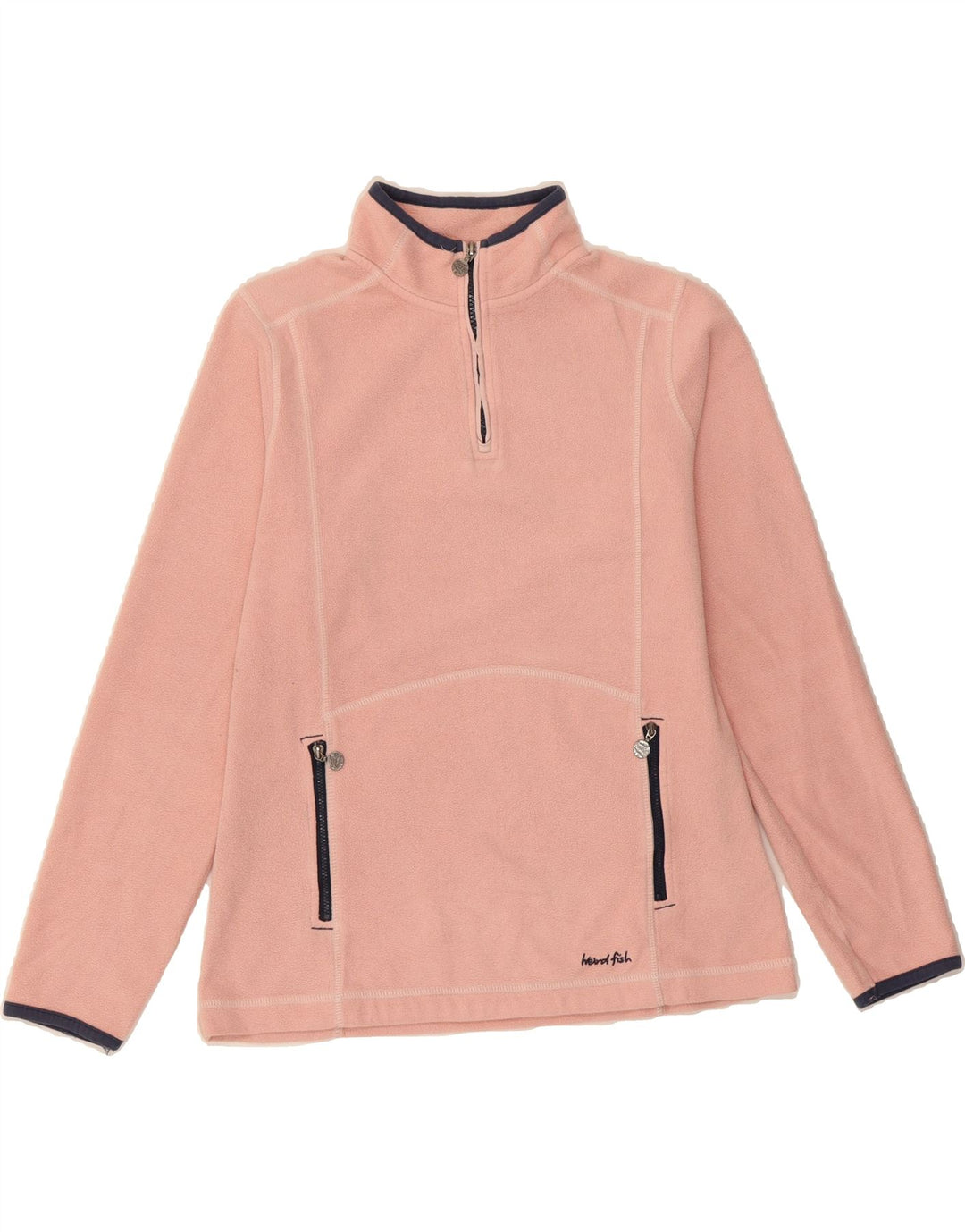 WEIRD FISH Womens Zip Neck Fleece Jumper UK 12 Medium  Pink Polyester Vintage Weird Fish and Second-Hand Weird Fish from Messina Hembry 