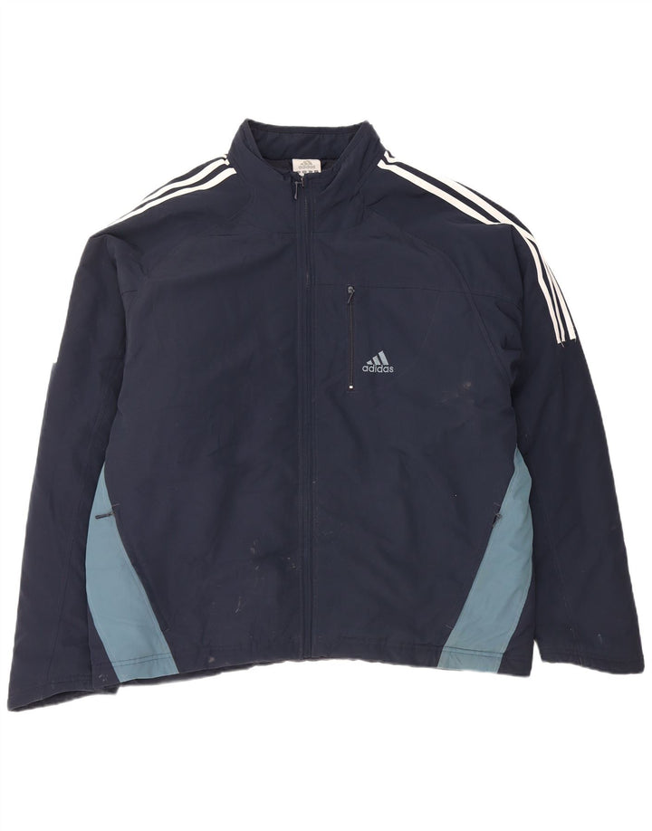 Adidas Veste de survêtement graphique pour homme Taille L en polyester bleu marine