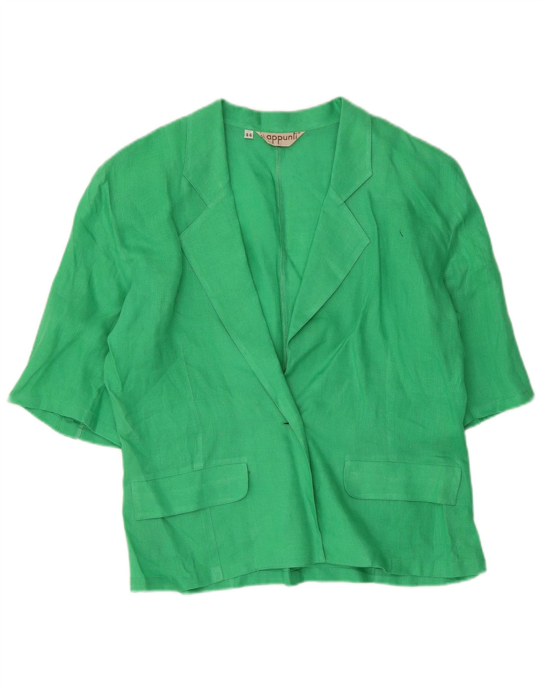 vintage Femme Manches Courtes 1 Bouton Blazer Veste IT 44 Lin Vert Moyen