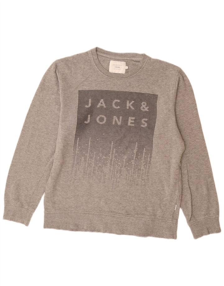 Jack & Jones Sweat-shirt graphique pour hommes, grand, gris, coton