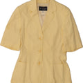LES COPAINS Womens Short Sleeve Cardigan Top IT 44 Medium Yellow Cotton Vintage Les Copains and Second-Hand Les Copains from Messina Hembry 