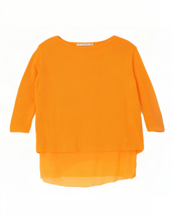 Zara Femme Top Manches 3/4 UK 10 Petit Orange