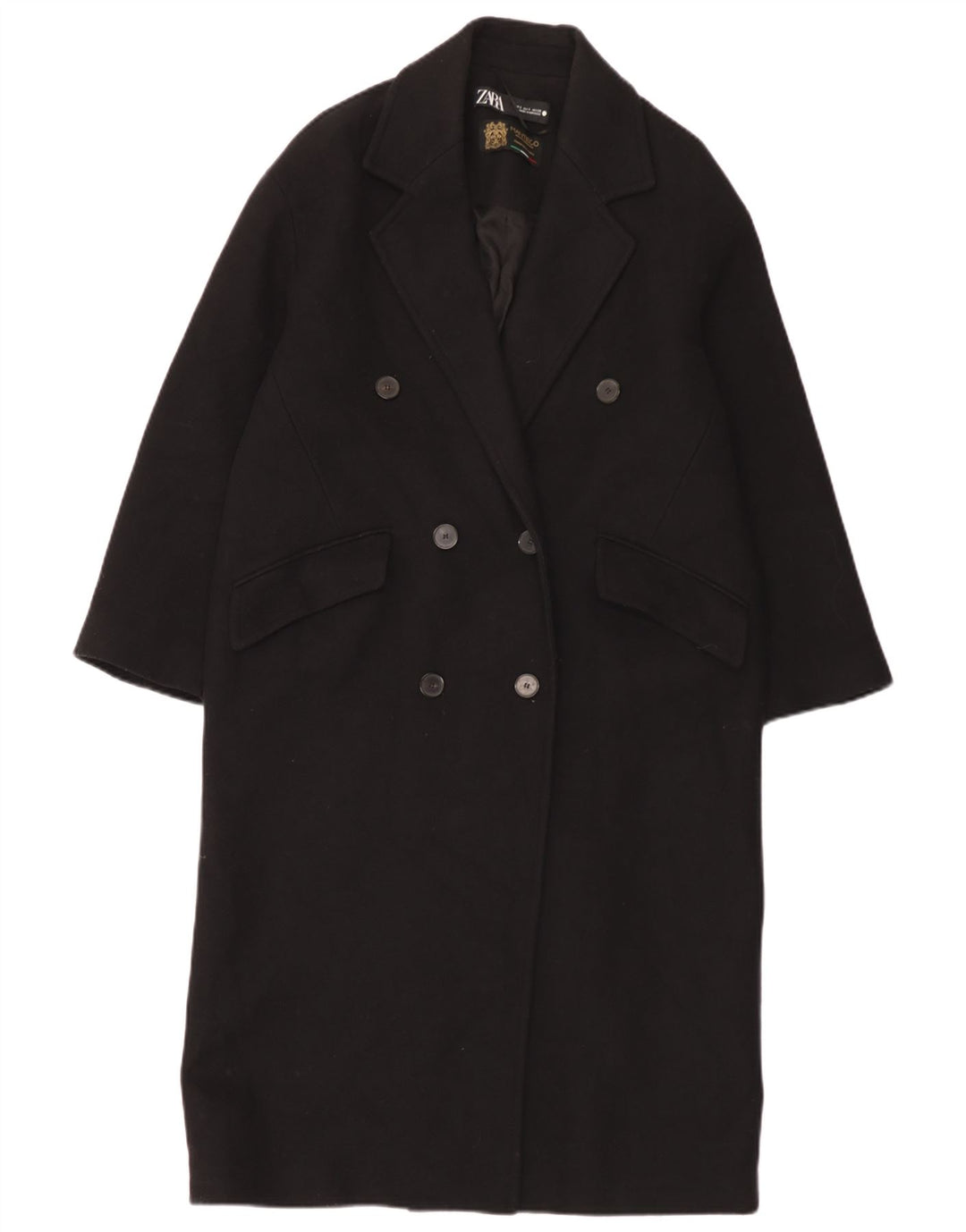 Zara Manteau surdimensionné à double boutonnage pour femme UK 10 Petit Noir