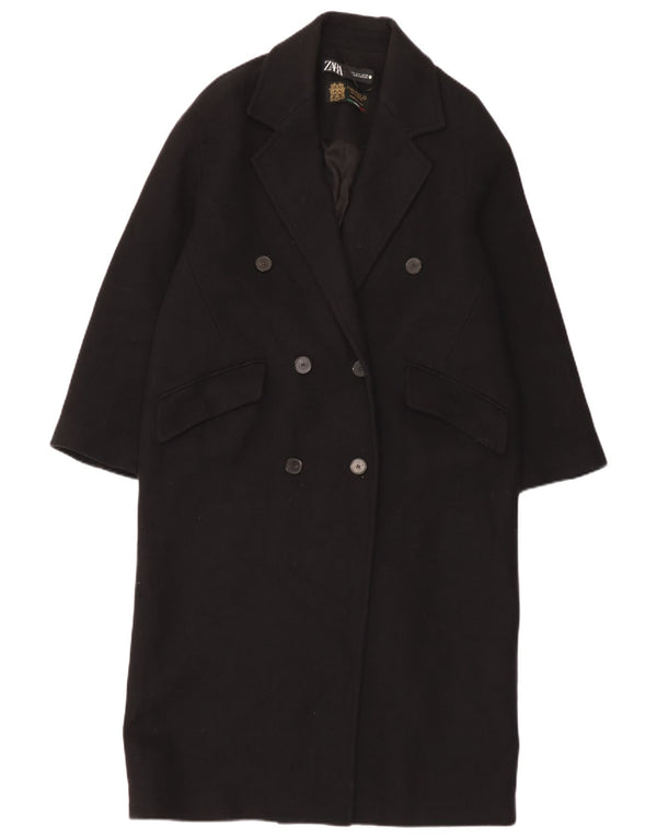 Zara Manteau surdimensionné à double boutonnage pour femme UK 10 Petit Noir