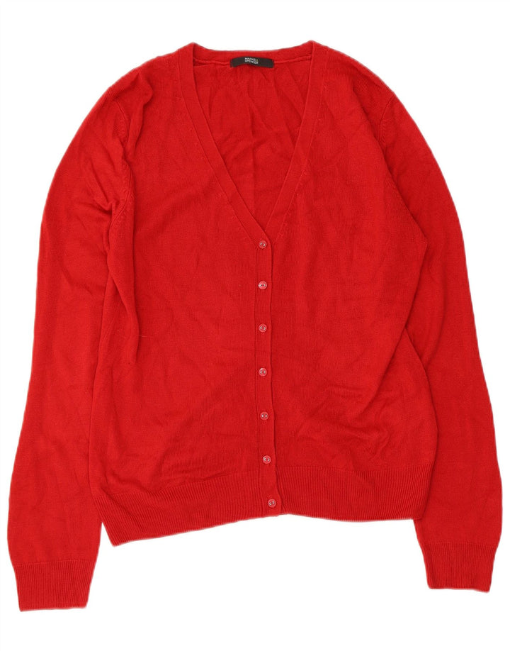 MARKS & SPENCER Pull Cardigan Femme UK 12 Acrylique Rouge Moyen