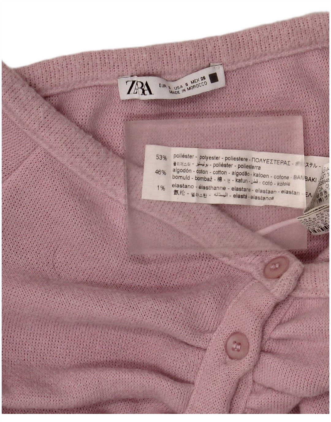 Zara Femmes Hors Épaule Crop Top UK 8 Petit Rose Polyester