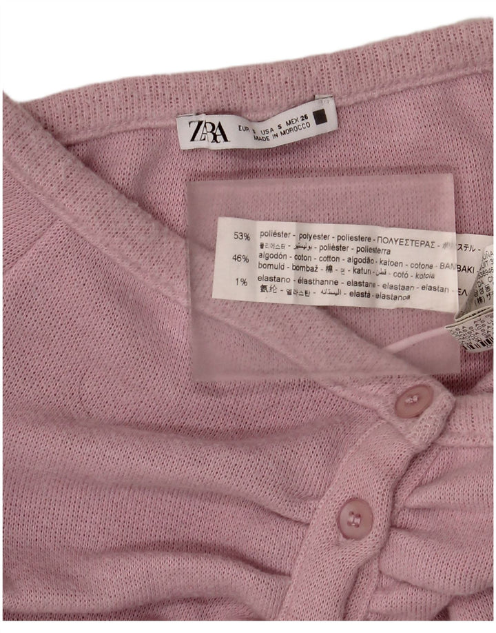 Zara Femmes Hors Épaule Crop Top UK 8 Petit Rose Polyester