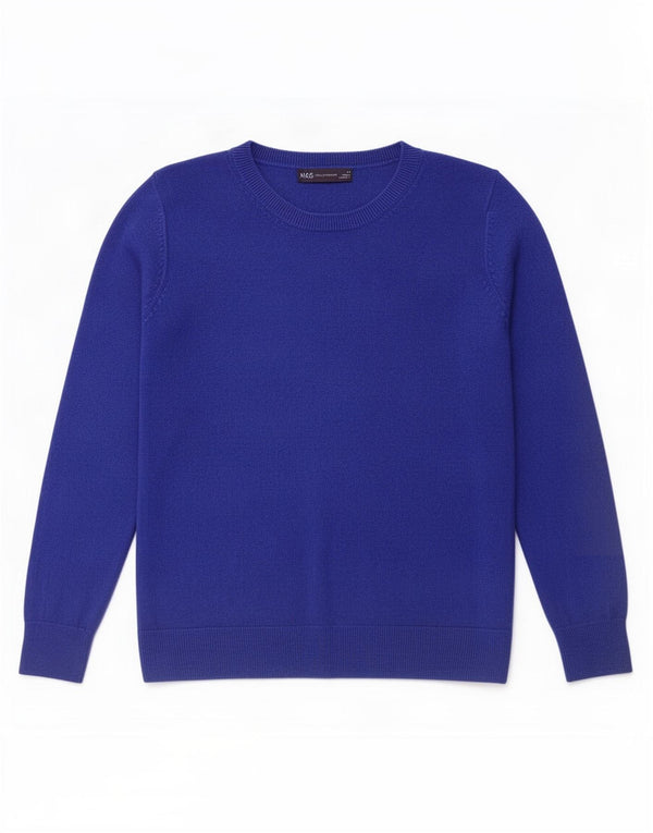 Marks & Spencer Pull ras du cou pour femme UK 14 Bleu moyen Acrylique