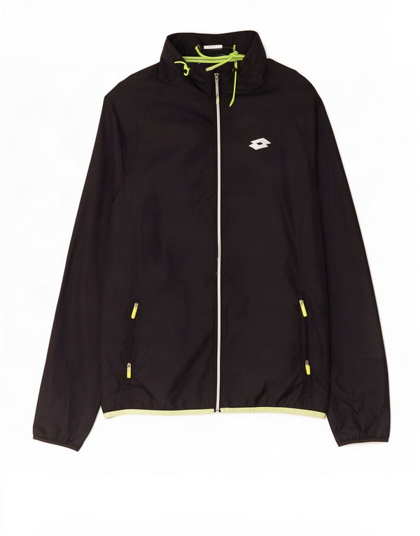 Lotto Mens Hooded Tracksuit Top Jacket Medium Black Polyester
