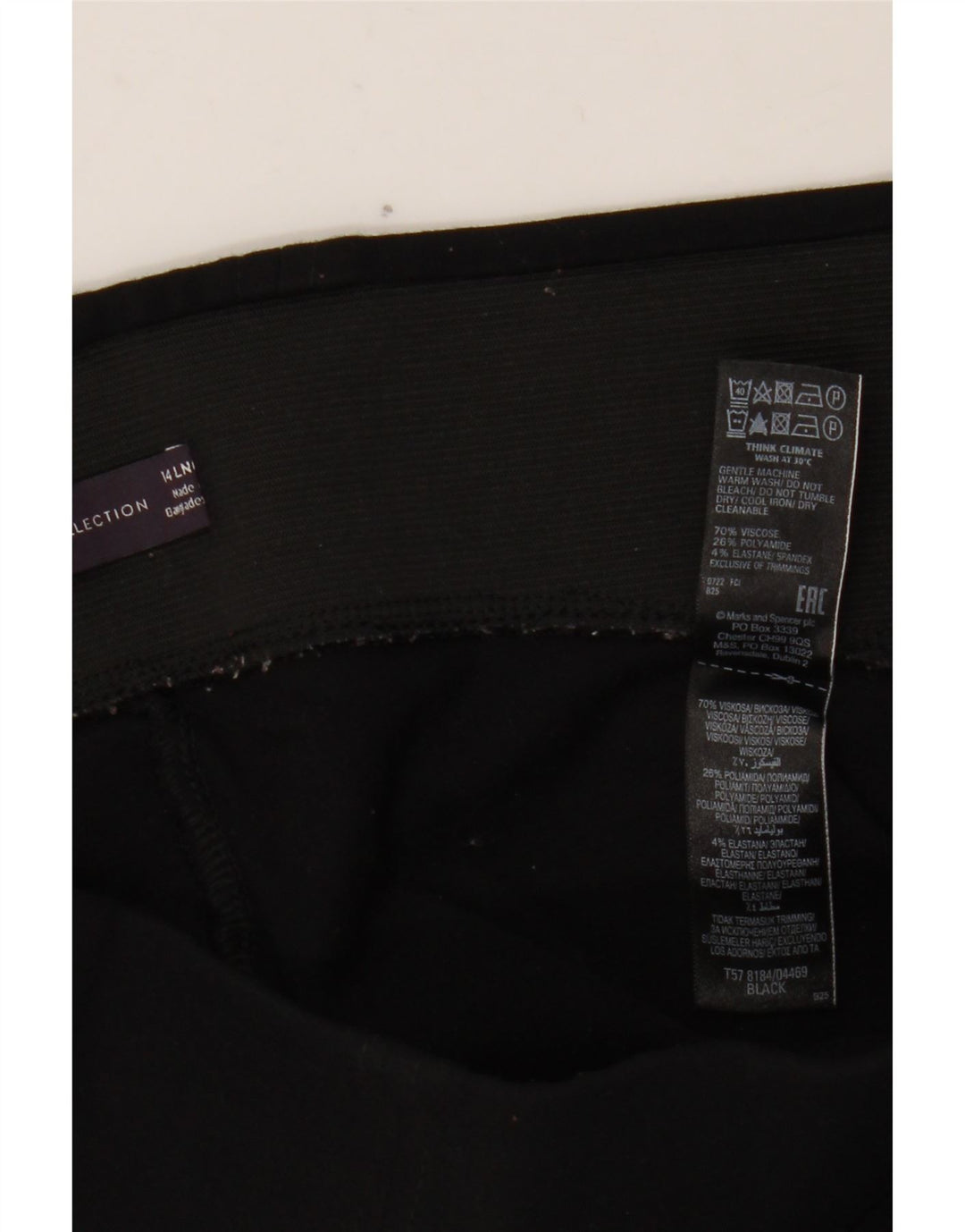 MARKS & SPENCER Leggings Femme UK 44 Large Noir Viscose