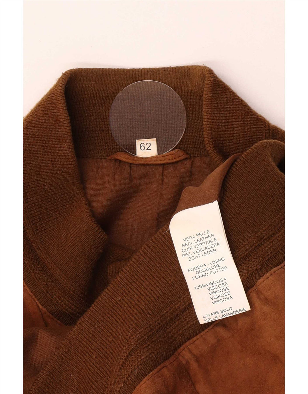 Veste Bomber En Daim Vintage Homme IT 62 5XL Cuir Beige