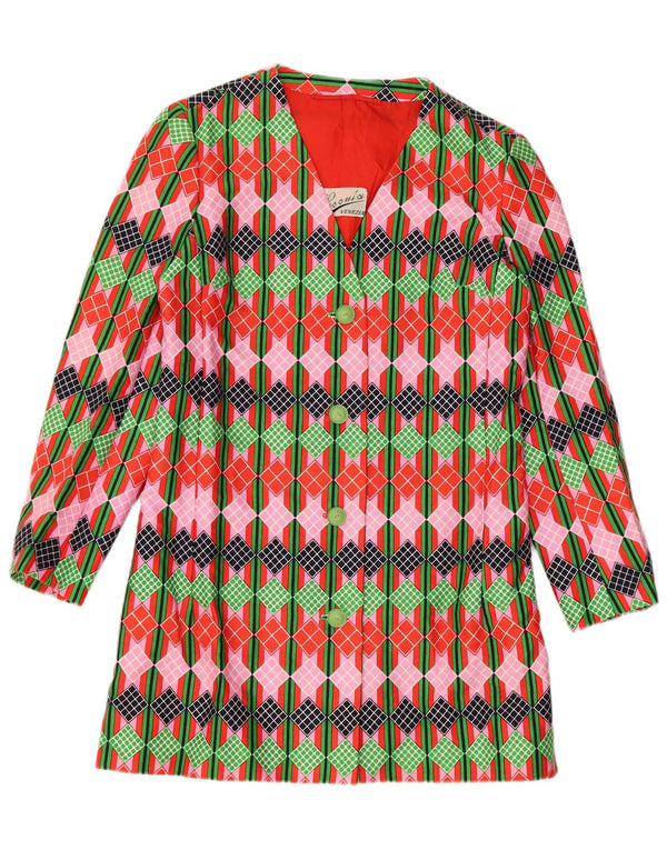 vintage Femmes 4 Bouton Blazer Veste UK 12 Moyen Multicolore Géométrique