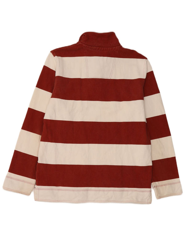 Crew Clothing Sweat-shirt à col zippé pour homme Petit coton rayé rouge