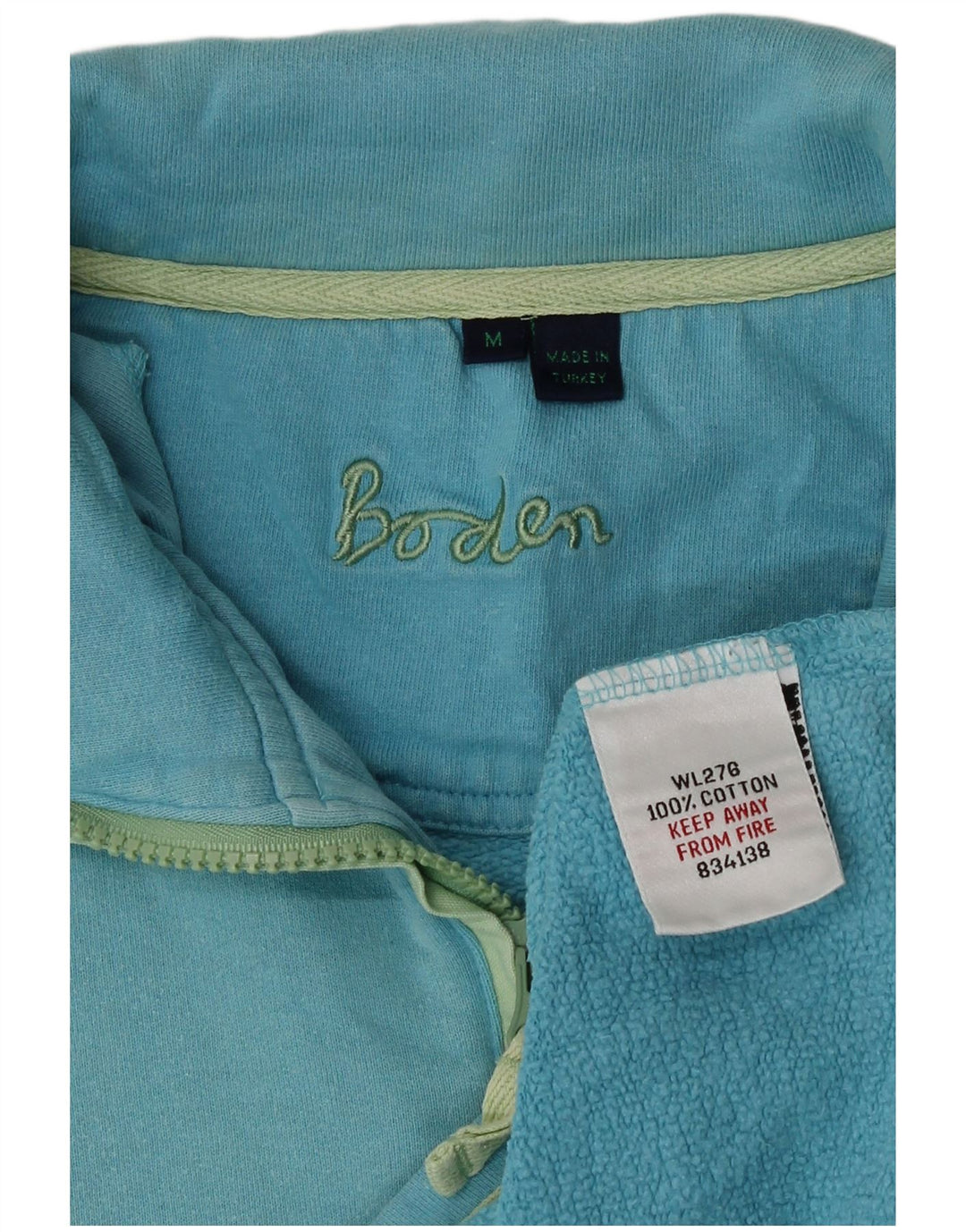 Boden Sweat-shirt à col zippé pour femme UK 44 Bleu moyen Coton
