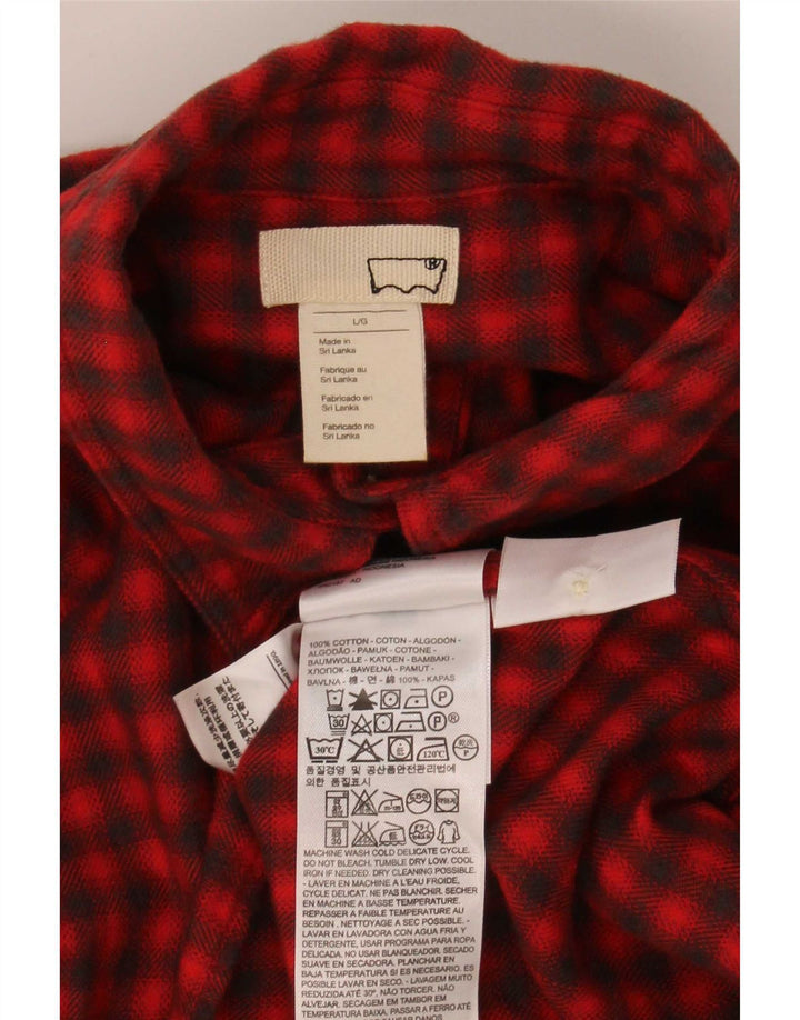 Levi's Chemise pull en flanelle pour femme UK 16 Grand rouge en coton vichy