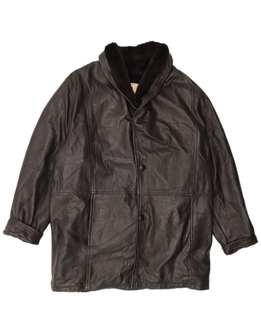 veste en peau de mouton homme vintage UK 42 XL Cuir noir