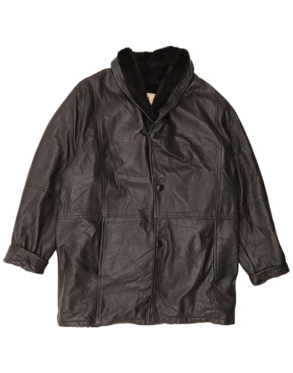 veste en peau de mouton homme vintage UK 42 XL Cuir noir
