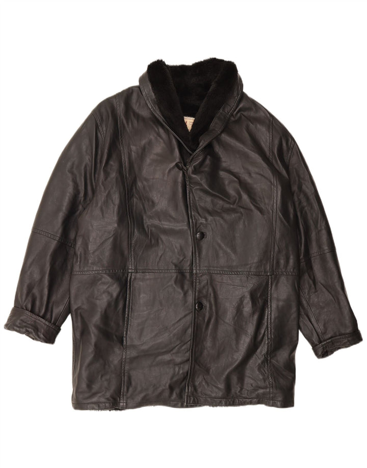 veste en peau de mouton homme vintage UK 42 XL Cuir noir