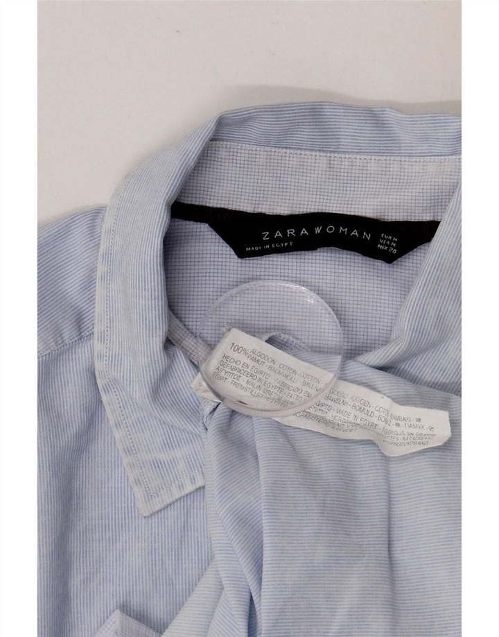 Chemise femme ZARA UK 14 coton à fines rayures bleu moyen