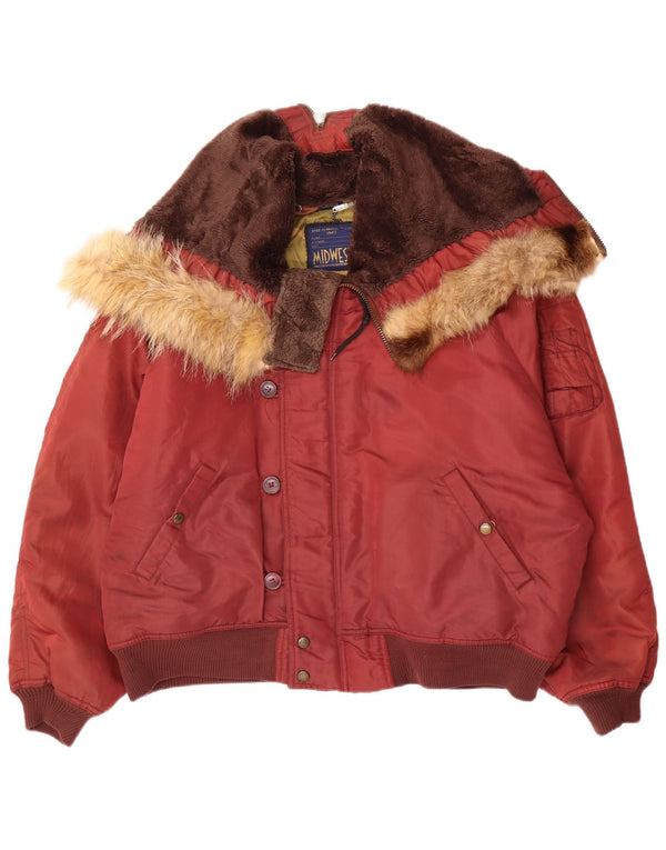 Veste coupe-vent surdimensionnée à capuche femme vintage UK 18 XL Nylon Rouge