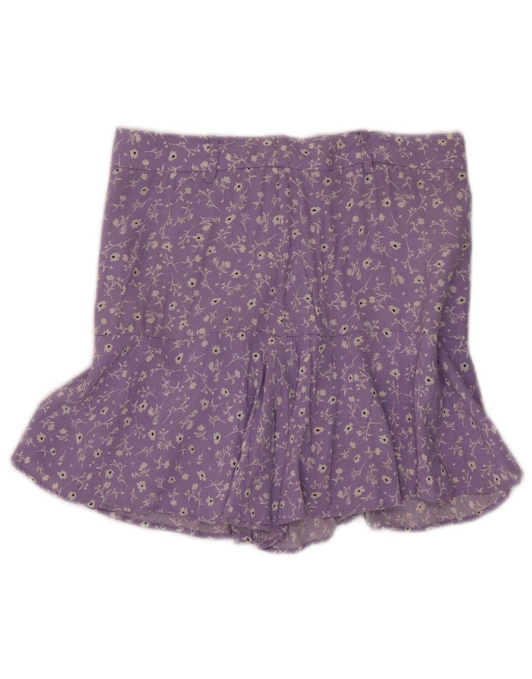 Zara Femme Mini Jupe Medium W28 Violet Floral Viscose