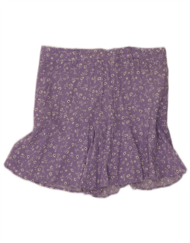 Zara Femme Mini Jupe Medium W28 Violet Floral Viscose
