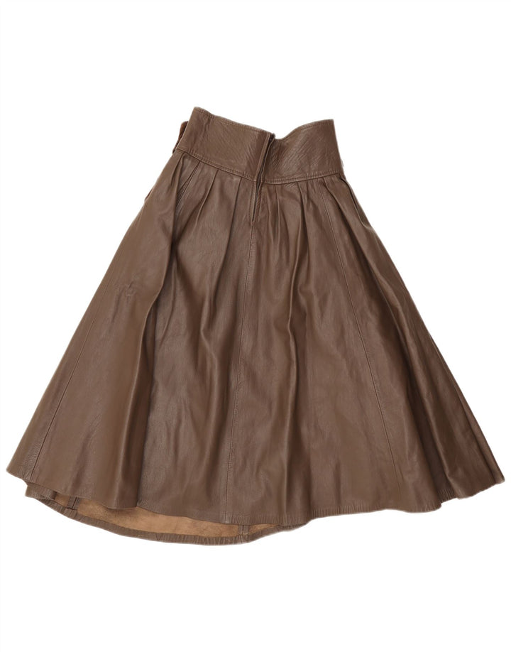jupe évasée en cuir femme vintage IT 42 Medium W26 Marron