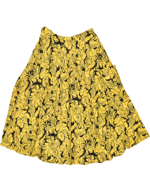 VINTAGE Jupe trapèze femme W28 Floral jaune moyen