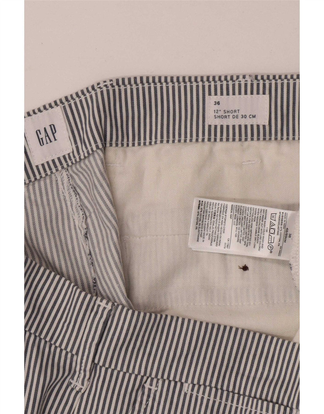 Gap Short Chino Homme W36 Large Bleu Rayé Coton