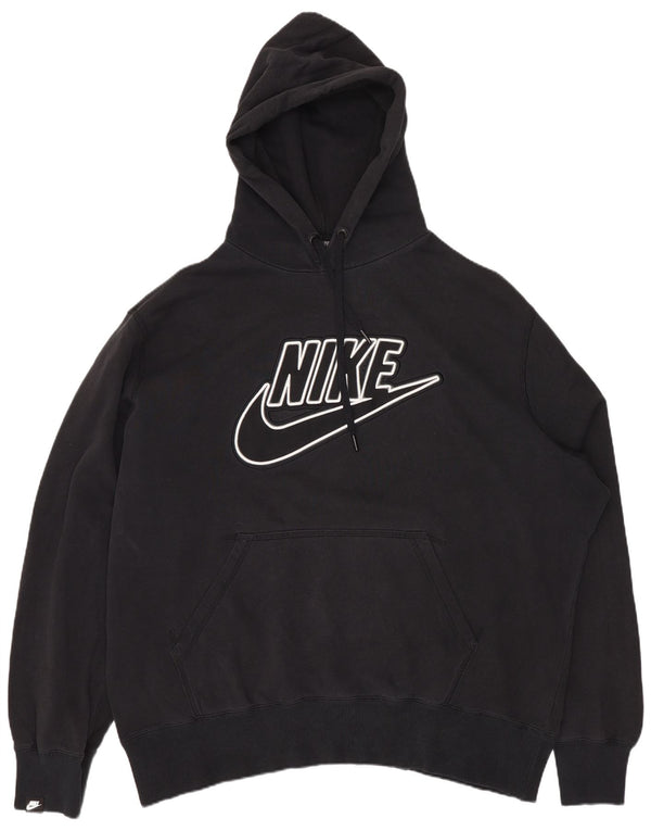 NIKE Pull à capuche surdimensionné graphique pour femme UK 18 XL Coton noir